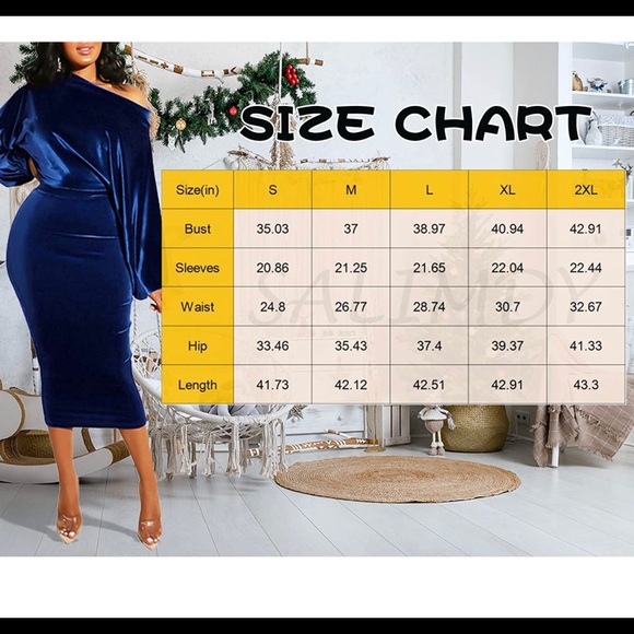 One Off Shoulder Midi Long Sleeve Velvet Bodycon Pencil Dress - Picture 4 of 4